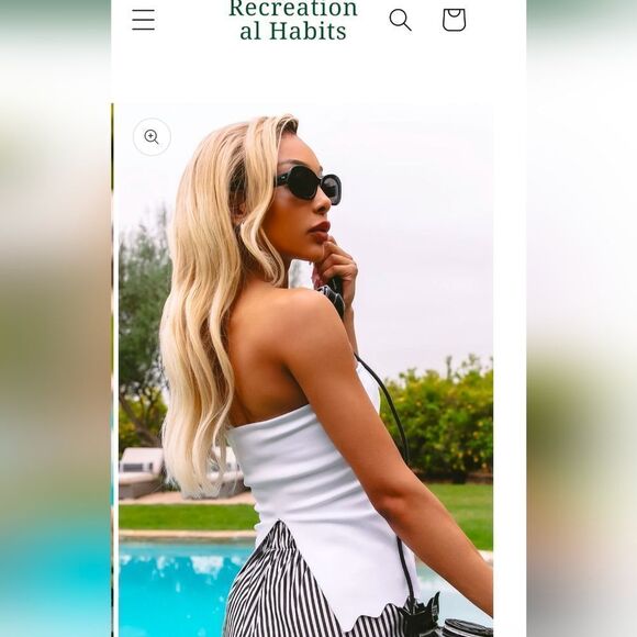 Recreational Habits Mila Strapless Top with Scalloped Hem in White - Picture 2 of 5